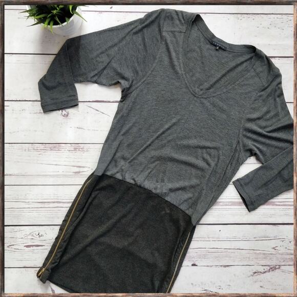 THEORY Color Block Grey Black Jersey Long Sleeve Zip Dress, sz S - Picture 1 of 6